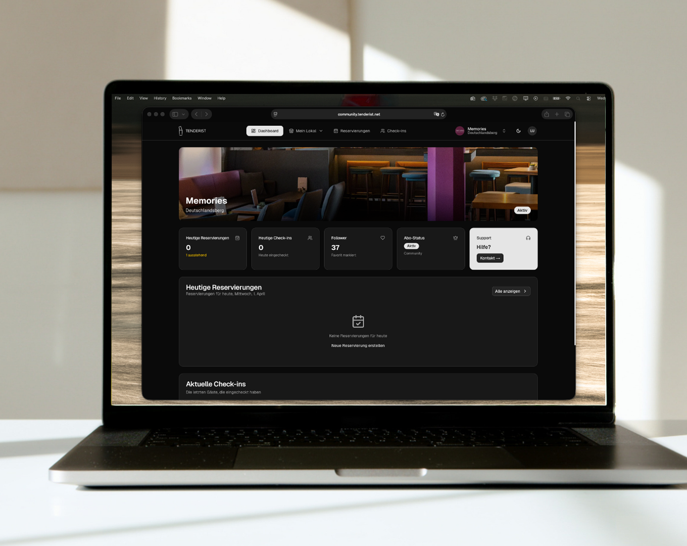 Tenderist Dashboard auf MacBook