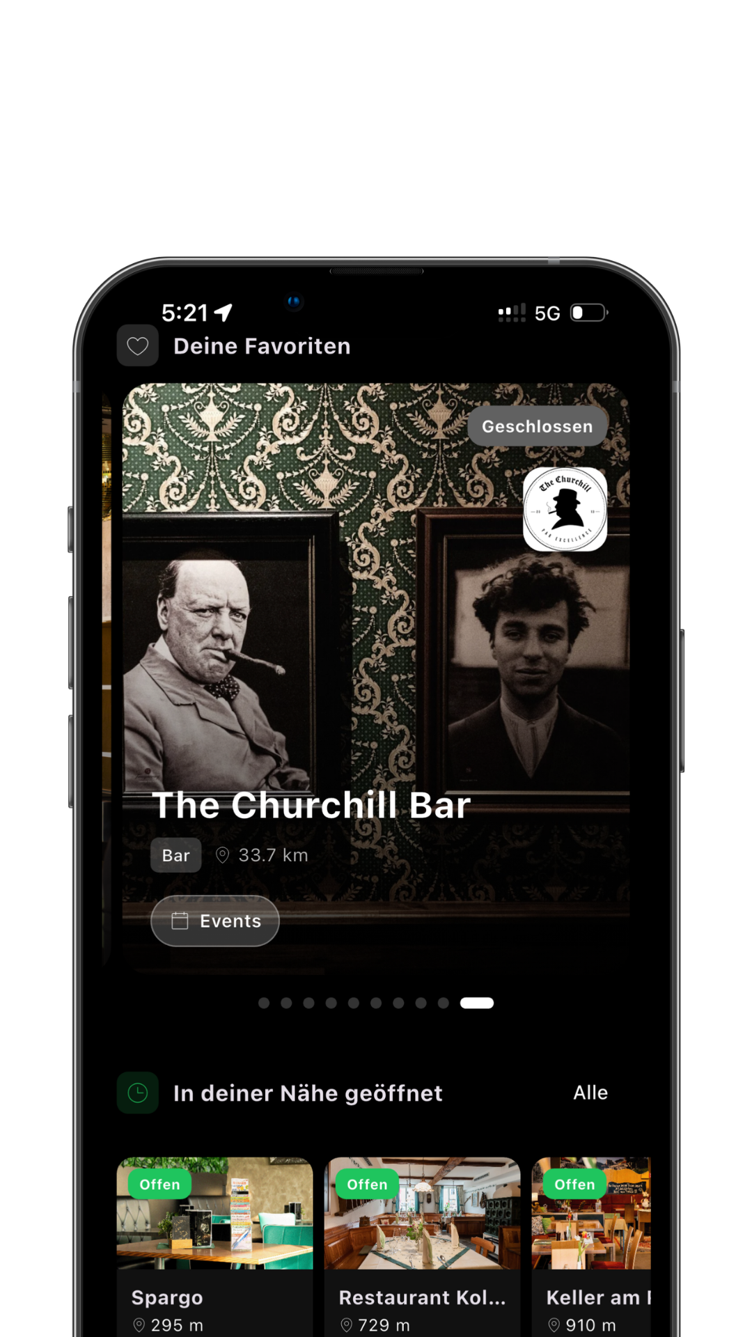 Tenderist App Favoriten Ansicht